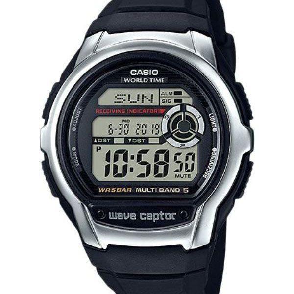 Casio CASIO WAVE CEPTOR WV-M60-1A  WV-M60-1A кварцевые мужские часы серый циферблат, браслет  — вид спереди