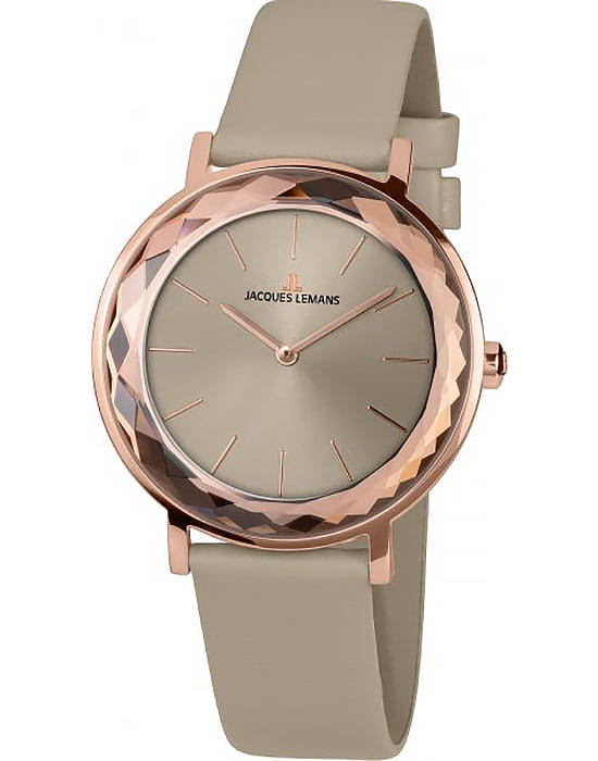 Jacques Lemans Jacques Lemans La Passion 1-2054D  1-2054D кварцевые женские часы бежевый циферблат, браслет кожаный — вид спереди