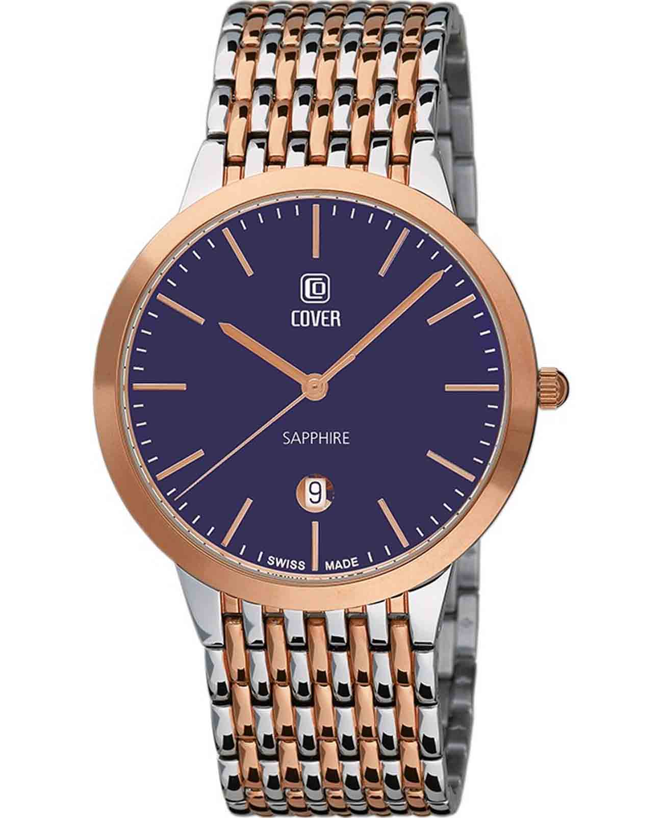 Cover Cover Langham CO123.44  CO123.44 кварцевые мужские часы синий циферблат, браслет нержавеющая сталь с pvd-покрытием — вид спереди