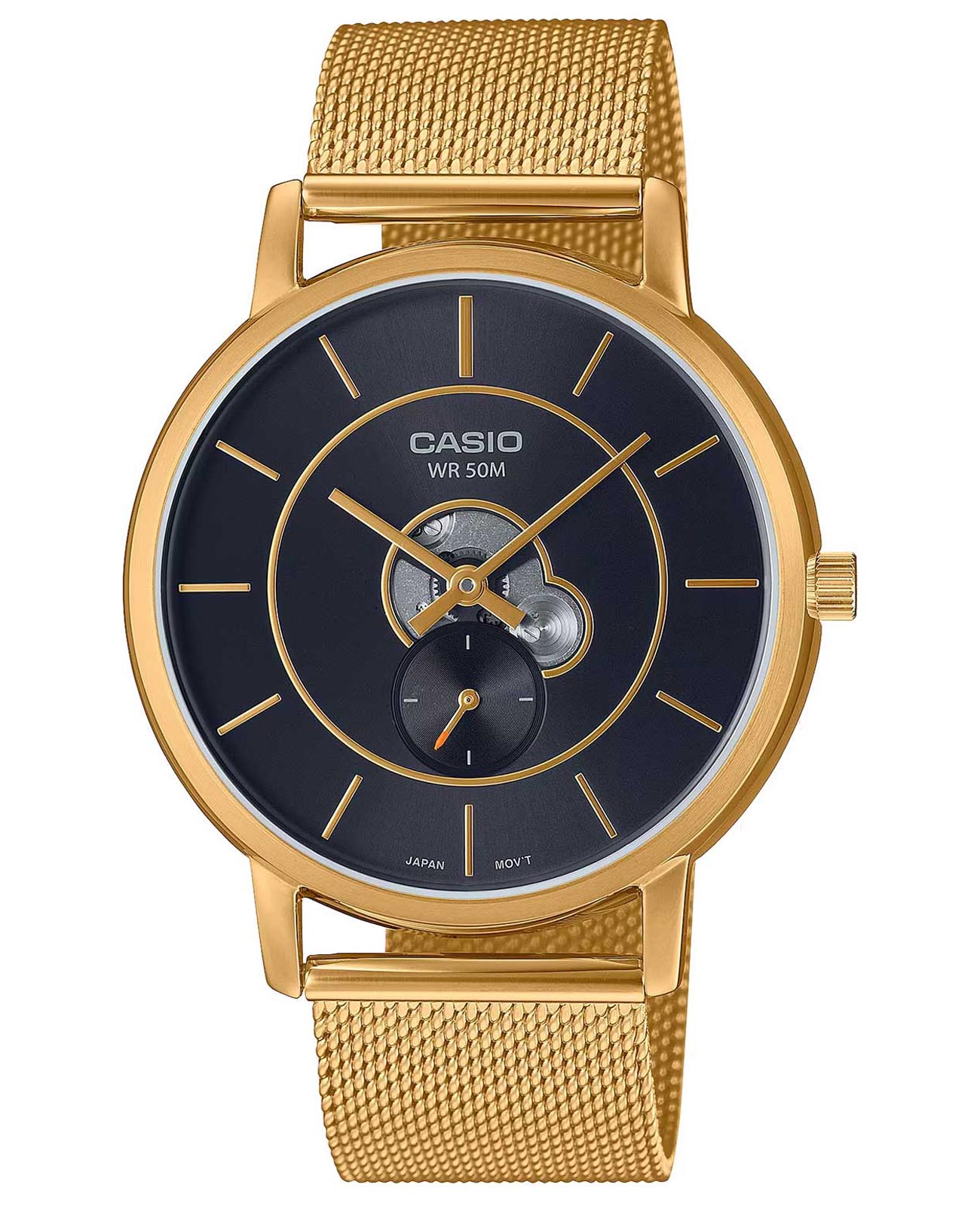 Casio Casio Collection MTP-B130MG-1AVDF (MTP-B130MG-1A)  MTP-B130MG-1A кварцевые мужские часы черный циферблат, браслет нержавеющая сталь с ip-покрытием — вид спереди