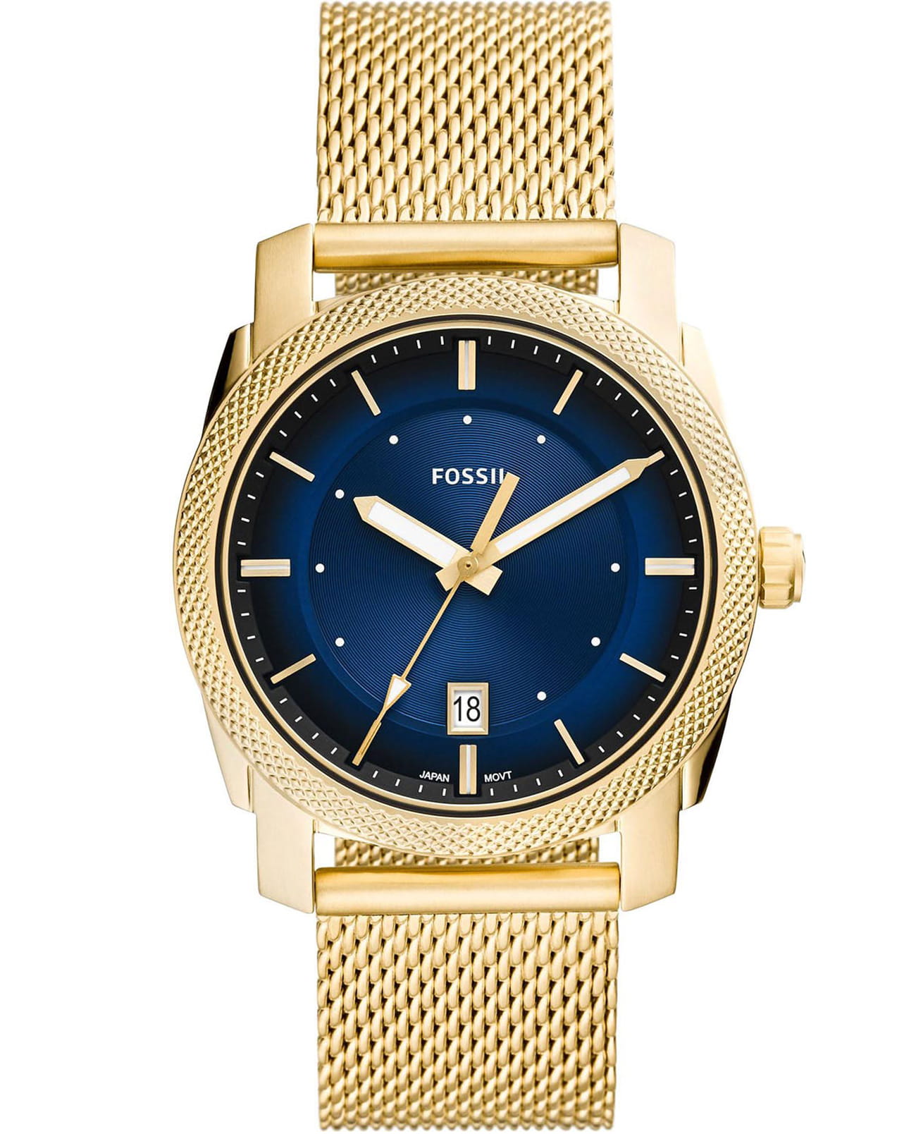 Fossil Fossil FB-02  FS5794  FS5794 кварцевые мужские часы синий циферблат, браслет сталь с ip покрытием — вид спереди