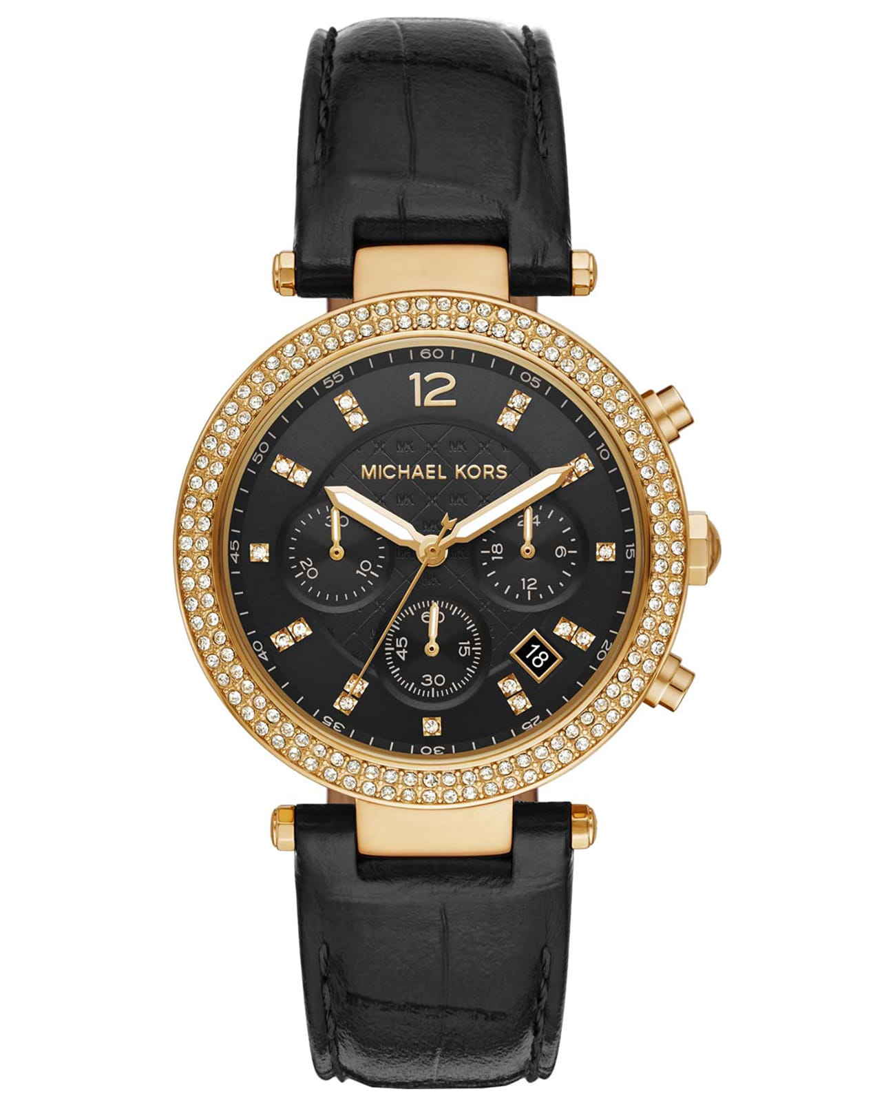 Michael Kors Michael Kors Runway Slim MK6984  MK6984 кварцевые женские часы черный циферблат, браслет кожаный — вид спереди