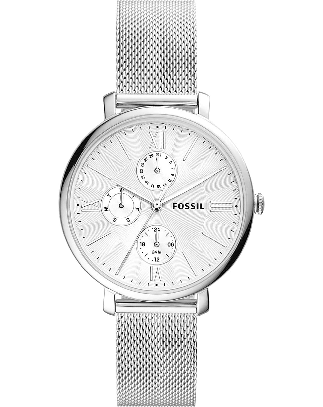 Fossil Fossil Bannon  ES5099  ES5099 кварцевые женские часы серебристый циферблат, браслет нержавеющая сталь — вид спереди
