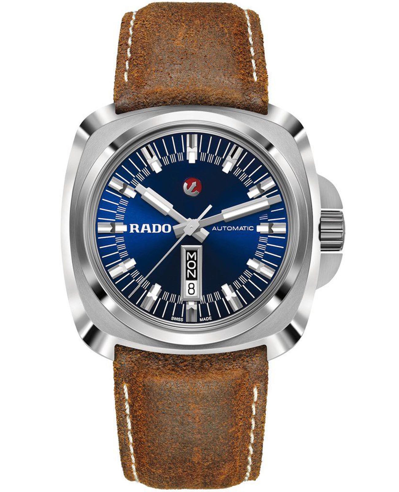 Rado Rado Hyperchrome R32172205 Automatic R32172205 механические мужские часы синий циферблат, браслет кожаный — вид спереди