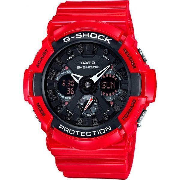 Casio Casio G-Shock GA-201RD-4A GA GA-201RD-4A электронные мужские часы черный циферблат, браслет пластик — вид спереди