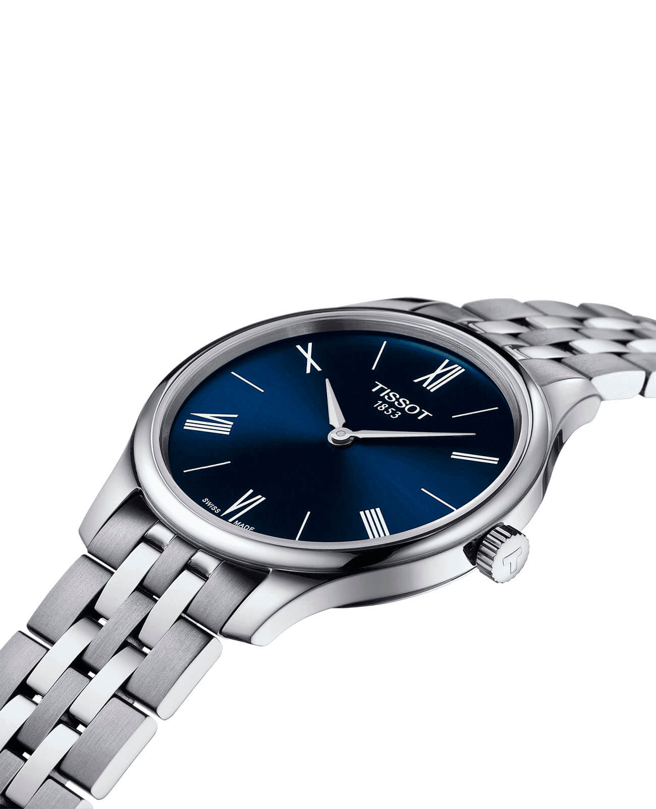 Tissot Tissot Tradition 5.5 Lady T063.209.11.048.00 кварцевые женские часы часы крупный план синий циферблата