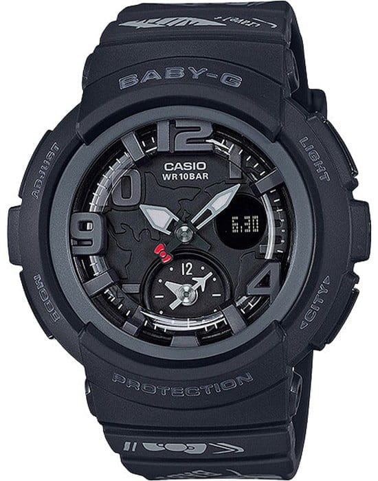 Casio Casio Baby-G BGA-190KT-1B  BGA-190KT-1B кварцевые женские часы черный циферблат, браслет пластик — вид спереди