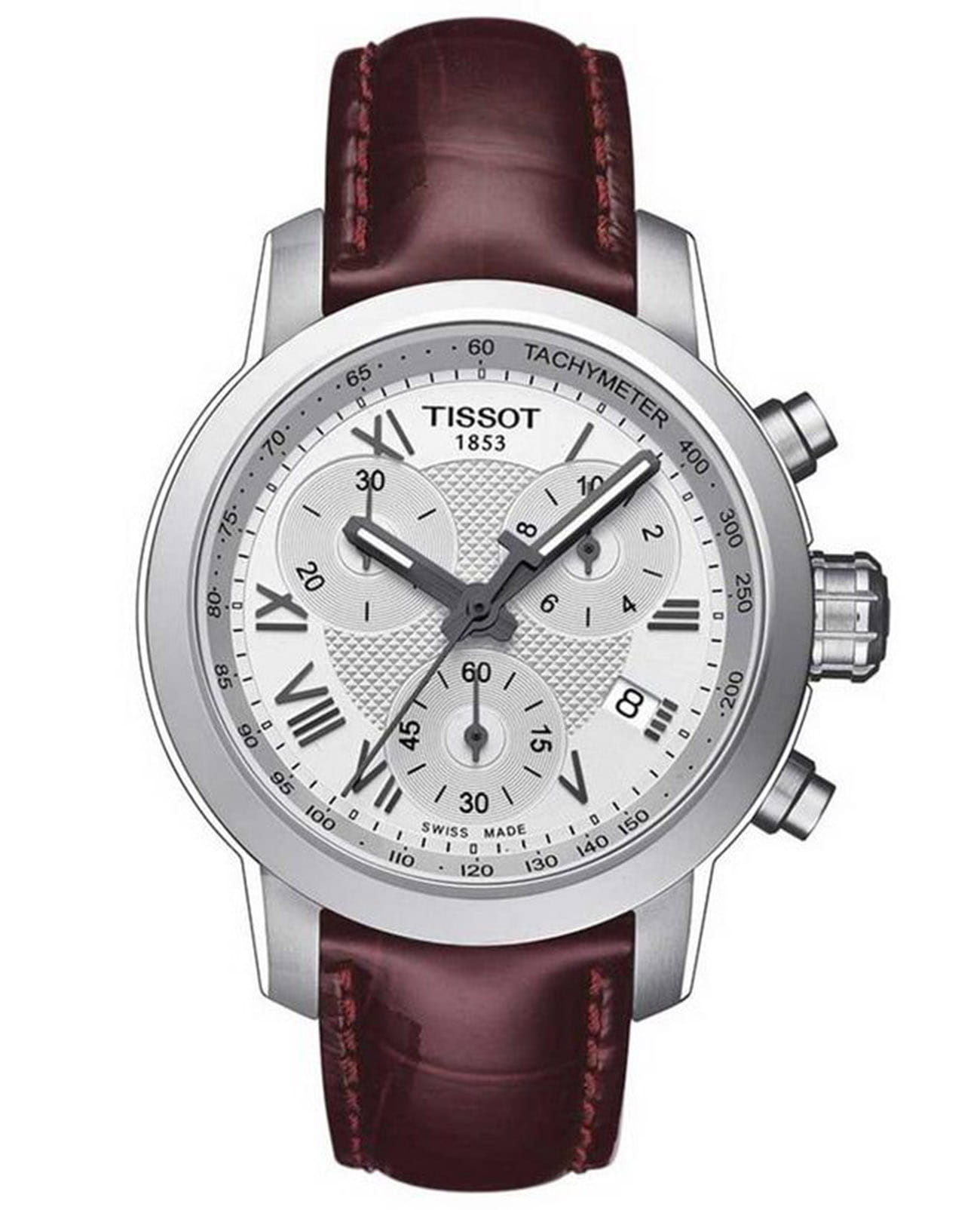 Tissot Tissot PRC 200 Chronograph Lady T055.217.16.033.01 PRC 200 T0552171603301 кварцевые женские часы белый циферблат, браслет кожаный — вид спереди