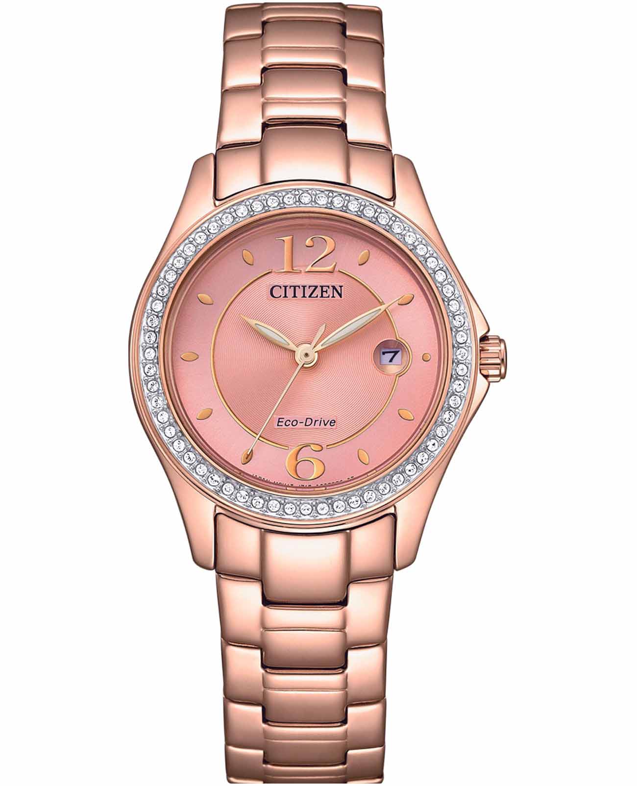 Citizen Citizen Eco-Drive FE1252-82X  FE1252-82X кварцевые женские часы розовый циферблат, браслет нержавеющая сталь с ip-покрытием — вид спереди