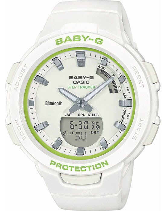 Casio Casio Baby-G BSA-B100SC-7A  BSA-B100SC-7A кварцевые женские часы белый циферблат, браслет пластик — вид спереди