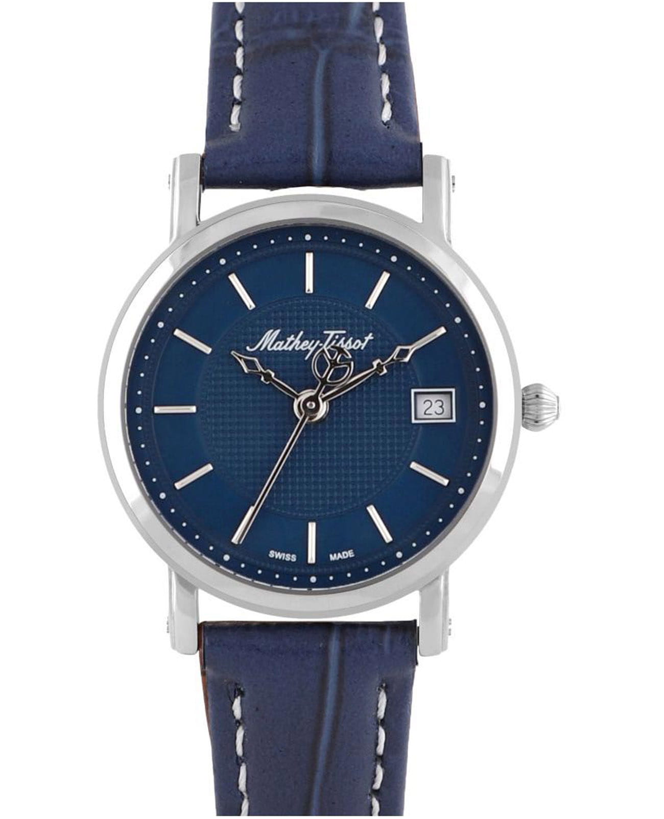 Mathey-Tissot Mathey-Tissot City Leather HB611251ABU  HB611251ABU кварцевые мужские часы синий циферблат, браслет кожаный — вид спереди