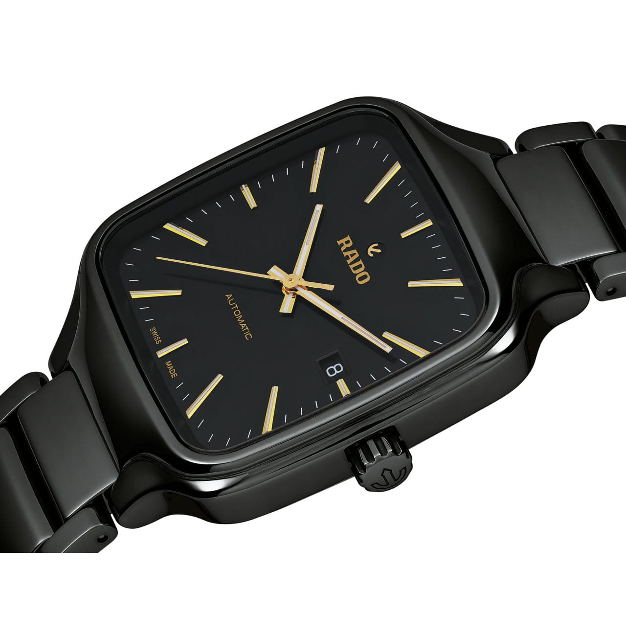 Rado Rado True Square Automatic R27078162, true square швейцария мужские часы на браслете высокотехнологичная керамика + титан боковой вид