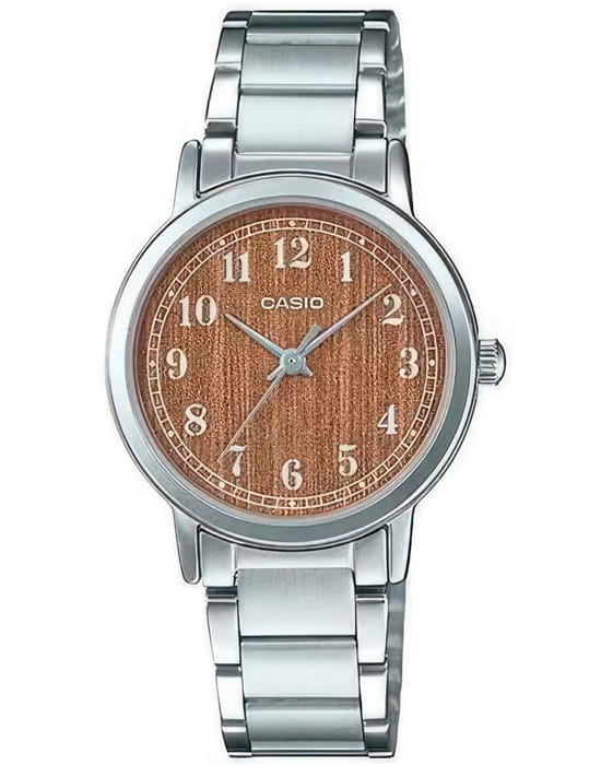 Casio Casio Collection LTP-E145D-5B2  LTP-E145D-5B2 кварцевые женские часы бежевый циферблат, браслет нержавеющая сталь — вид спереди