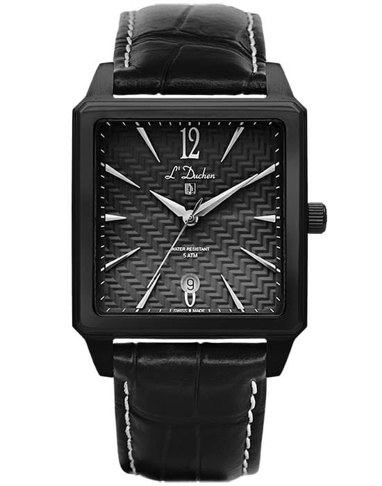 L'Duchen LDuchen D 451.71.21  D 451.71.21 кварцевые мужские часы черный циферблат, браслет кожаный — вид спереди