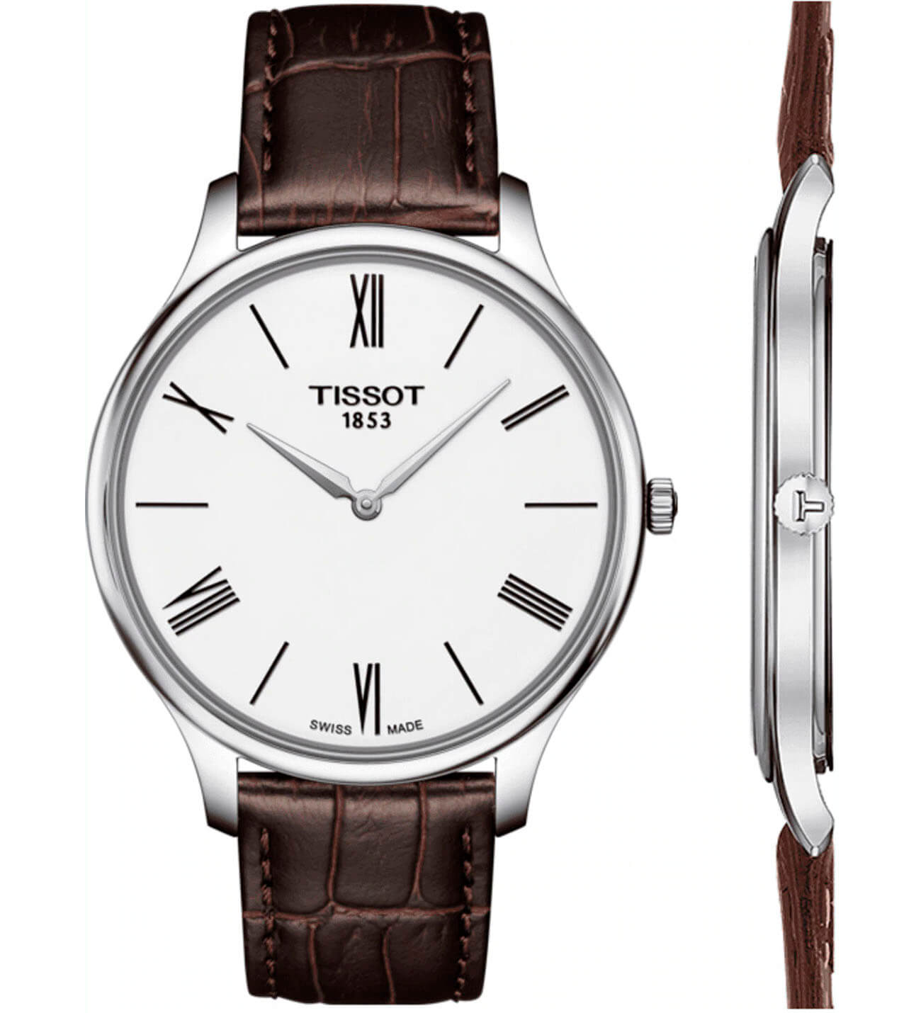Tissot Tissot Tradition 5.5 T063.409.16.018.00, t-classic швейцария мужские часы на браслете кожаный боковой вид