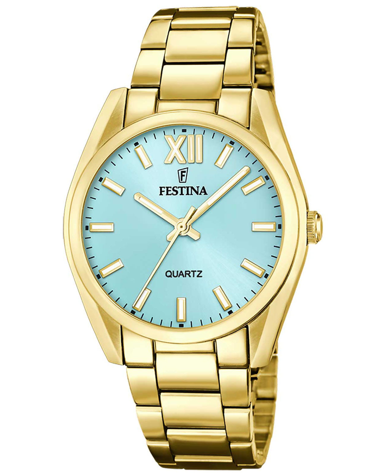 Festina Festina Alegria F20640/2  F20640/2 кварцевые женские часы бирюзовый циферблат, браслет сталь c pvd покрытием — вид спереди
