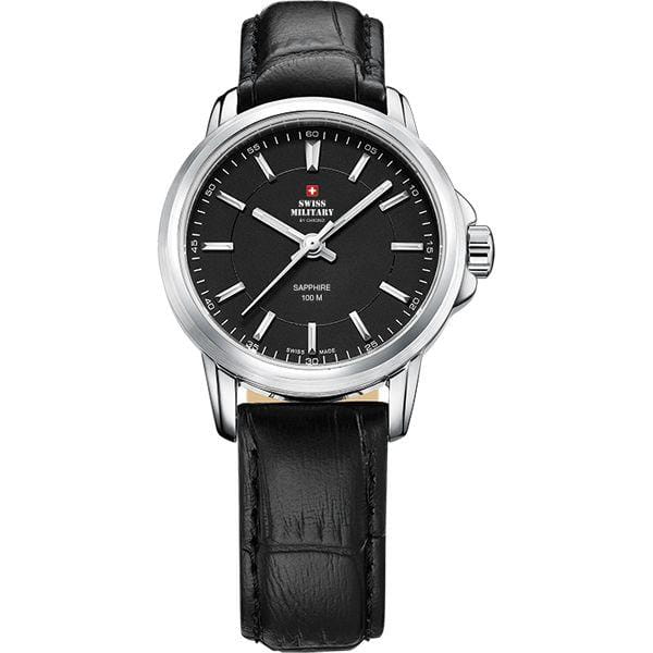 Swiss Military by Chrono Swiss Military by Chrono SM34040.05  SM34040.05 кварцевые женские часы черный циферблат, браслет кожа + текстиль — вид спереди