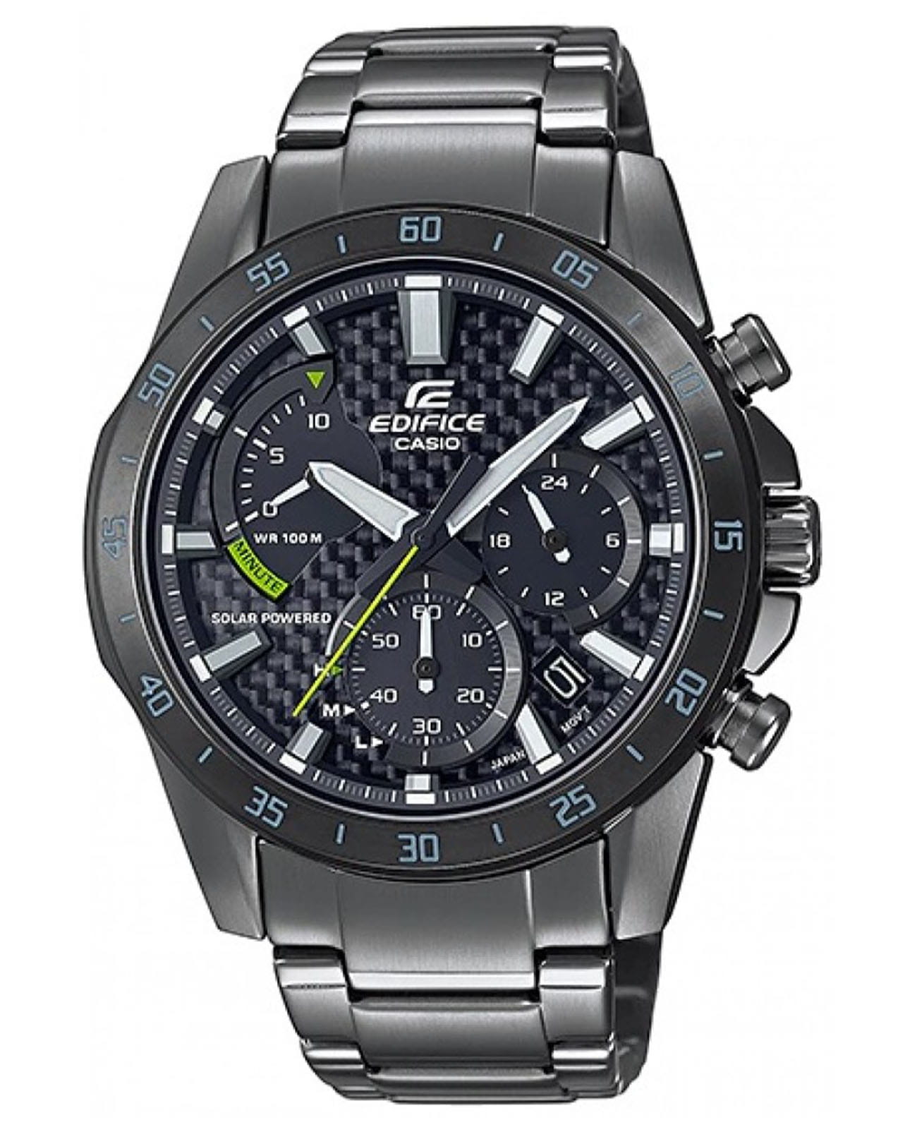 Casio Casio Edifice EQS-930DC-1A EQS EQS-930DC-1A кварцевые мужские часы черный циферблат, браслет сталь с ip покрытием — вид спереди