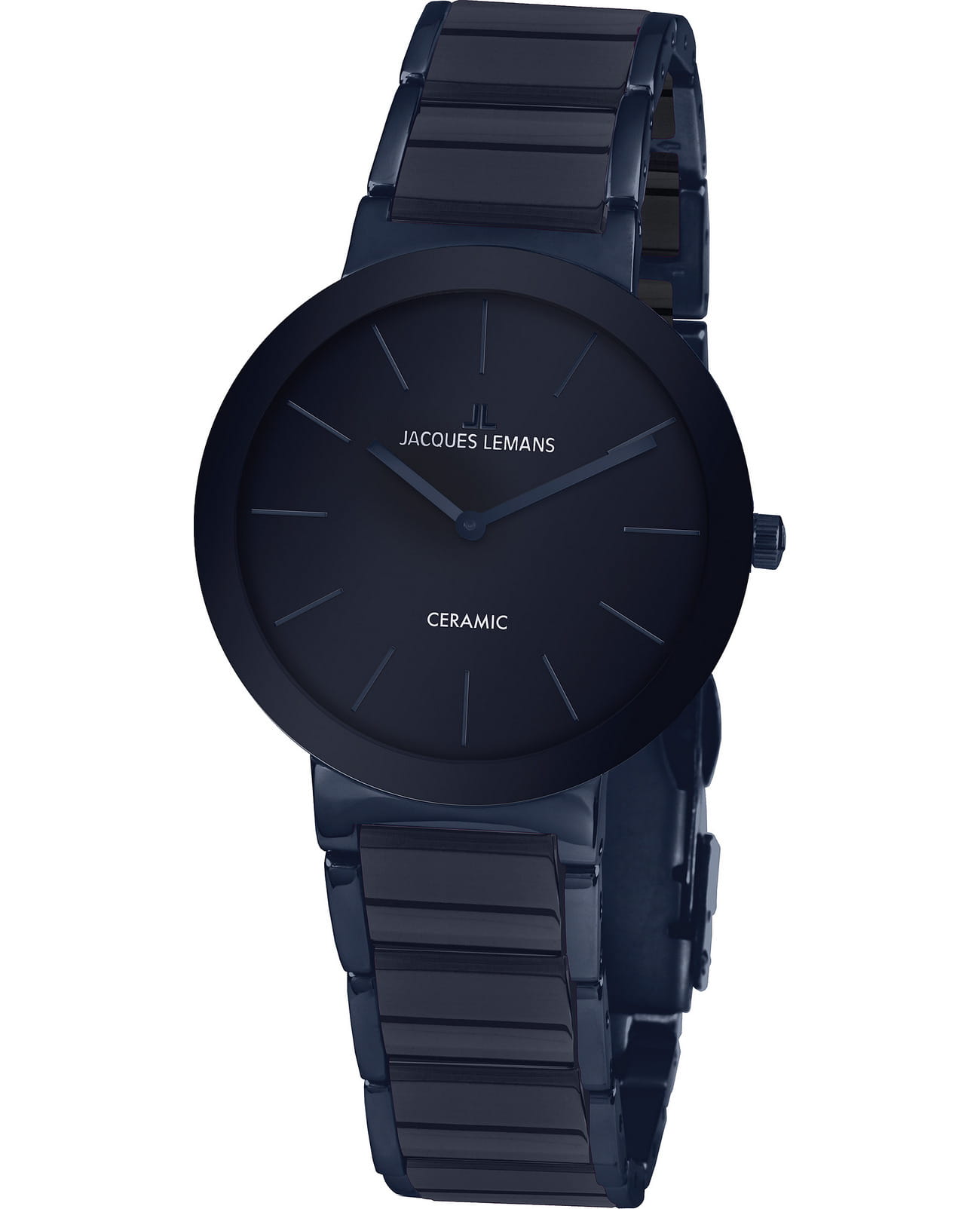 Jacques Lemans Jacques Lemans High Tech Ceramic 42-7W  42-7W кварцевые женские часы синий циферблат, браслет керамика — вид спереди