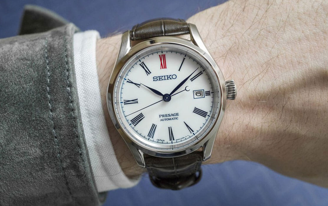 Seiko Seiko Presage SPB095J1, presage япония мужские часы на браслете кожаный боковой вид