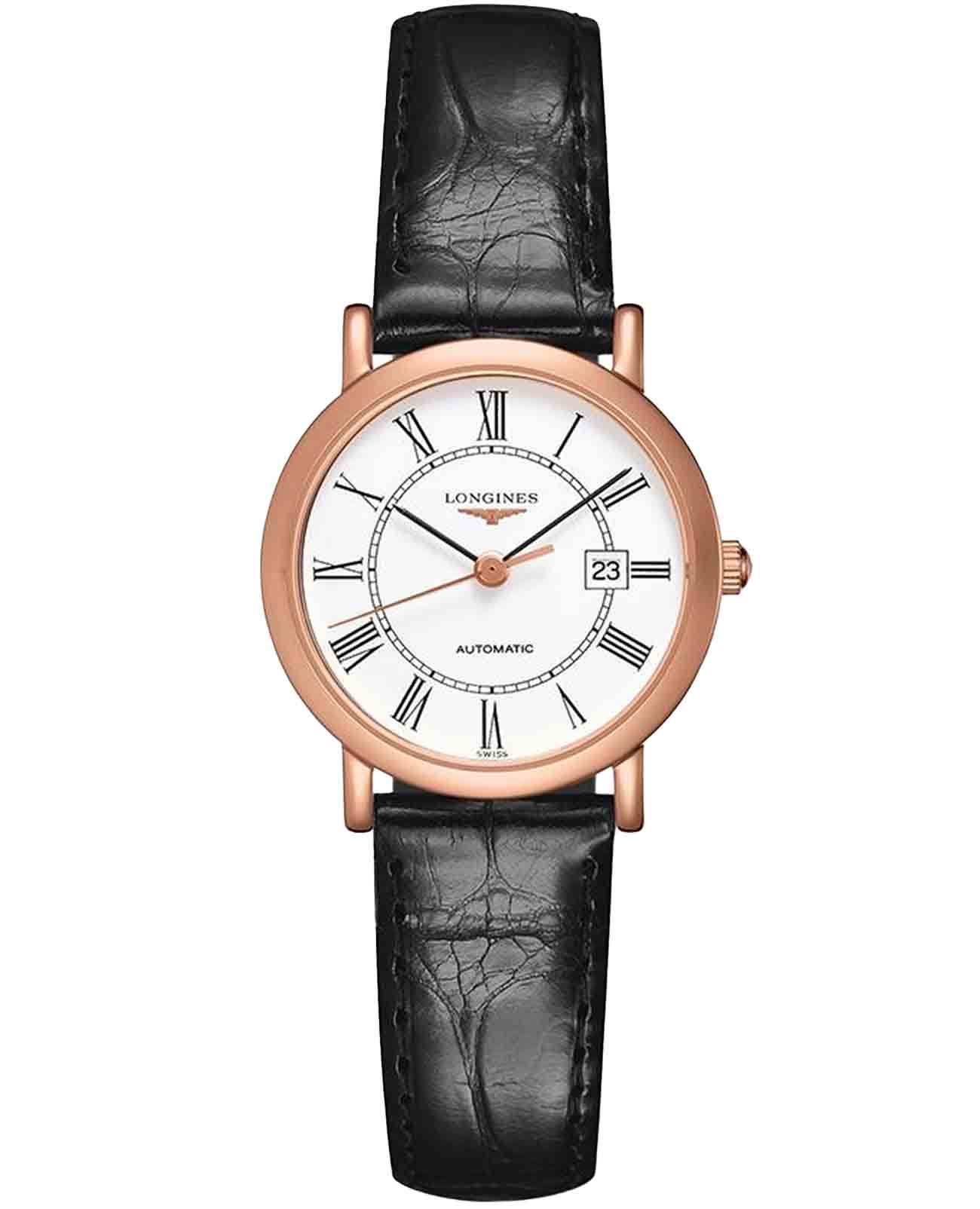 Longines Longines Elegant Collection L4.378.8.11.4  L43788114 механические мужские часы белый циферблат, браслет кожаный — вид спереди