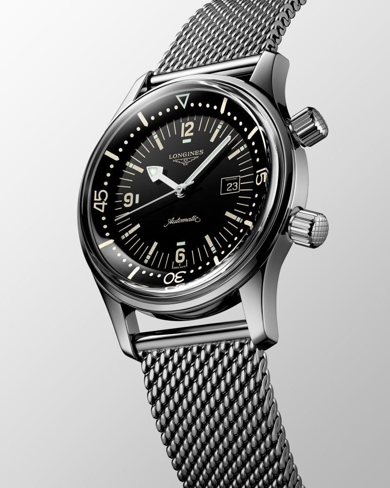 Longines Longines Legend Diver Watch L3.374.4.50.6 женские часы черный циферблат на запястье