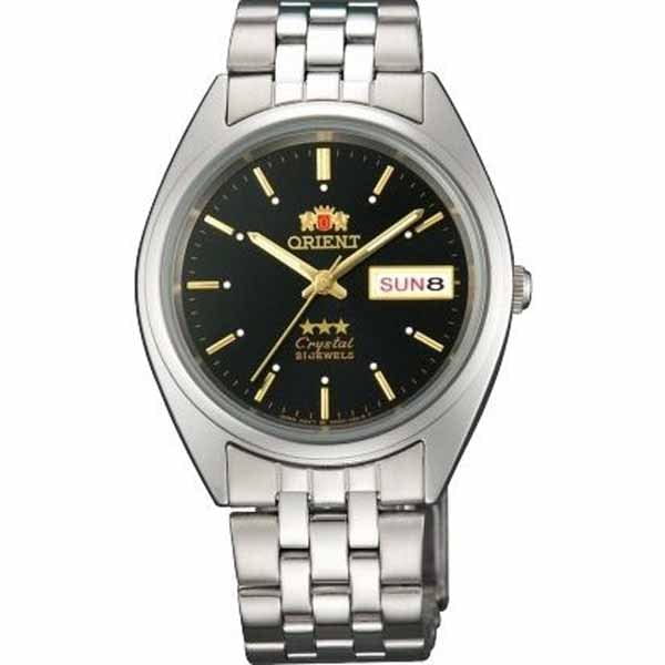 Orient Orient AB0000AB (FAB0000AB)  FAB0000AB автокварц (кинетик) мужские часы черный циферблат, браслет нержавеющая сталь — вид спереди