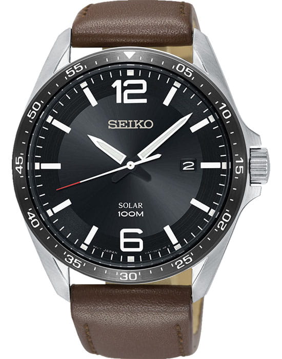 Seiko Seiko Conceptual Series Sports SNE487P1  SNE487P1 кварцевые мужские часы черный циферблат, браслет кожаный — вид спереди