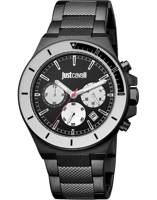 Just Cavalli Just Cavalli Gents JC1G139M0075  JC1G139M0075 кварцевые мужские часы черный циферблат, браслет сталь c pvd покрытием — вид спереди