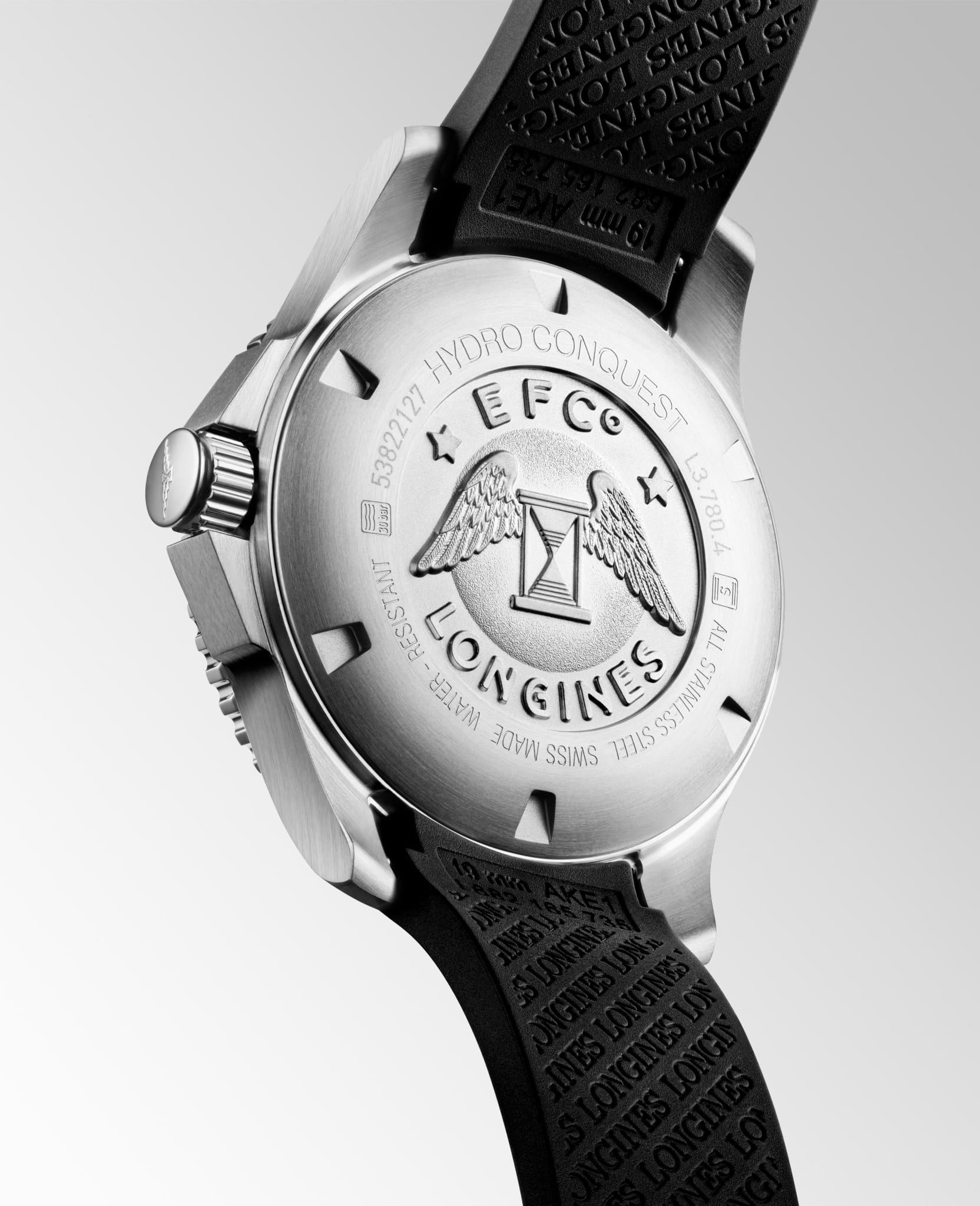 Longines Longines HydroConquest L3.780.4.56.9, hydroconquest швейцария мужские часы на браслете каучук боковой вид