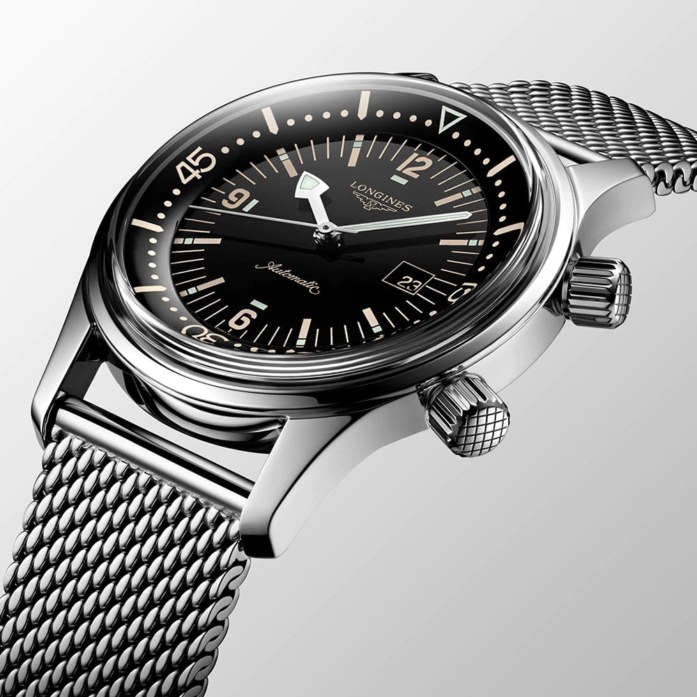 Оригинальные часы Longines Longines Legend Diver Watch L3.374.4.50.6 механические калибр механизма l592 общий вид