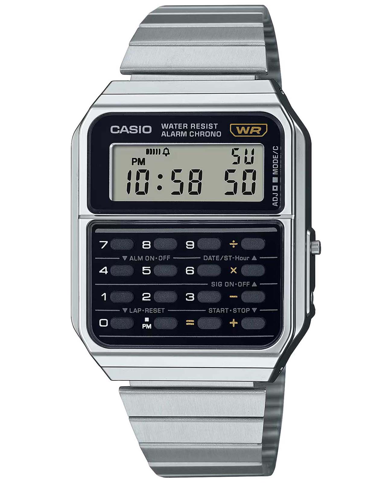 Casio Casio Vintage CA-500WE-1A  CA-500WE-1A кварцевые женские часы  циферблат, браслет нержавеющая сталь — вид спереди
