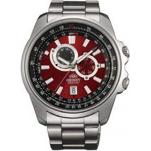 Orient Orient ET0Q003H (FET0Q003H)  FET0Q003H механические мужские часы красный циферблат, браслет  — вид спереди