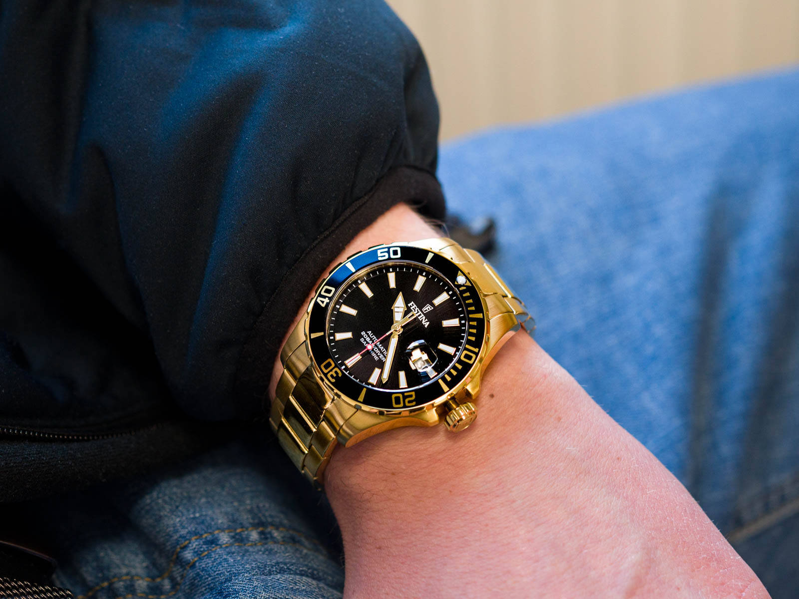 Festina Festina Automatic F20533/2 механические мужские часы часы крупный план черный циферблата