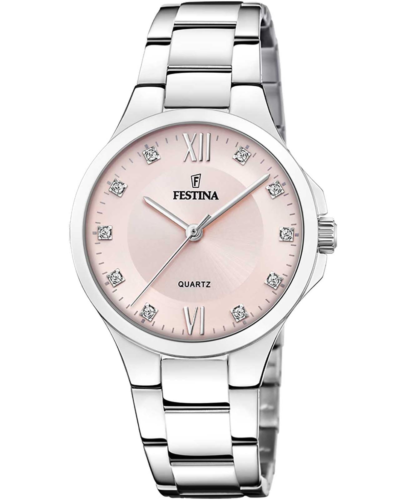 Festina Festina Mademoiselle F20582/2  F20582/2 кварцевые женские часы розовый циферблат, браслет нержавеющая сталь 316l — вид спереди