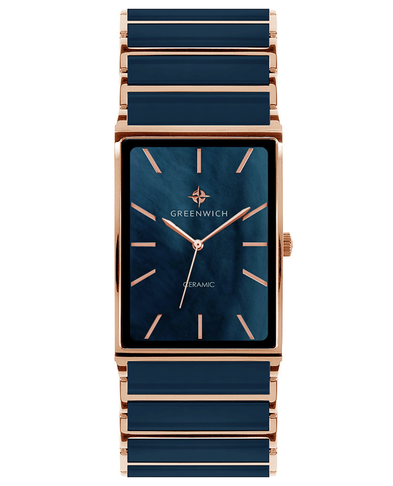 Greenwich Greenwich GW 521.40.36  GW 521.40.36 кварцевые женские часы синий циферблат, браслет керамика — вид спереди