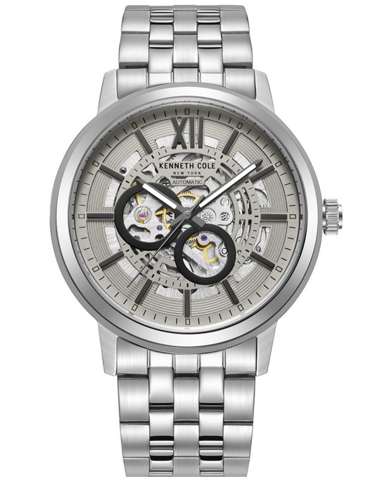 Kenneth Cole Kenneth Cole Automatic KCWGL2217203  KCWGL2217203 механические мужские часы серебристый циферблат, браслет нержавеющая сталь — вид спереди