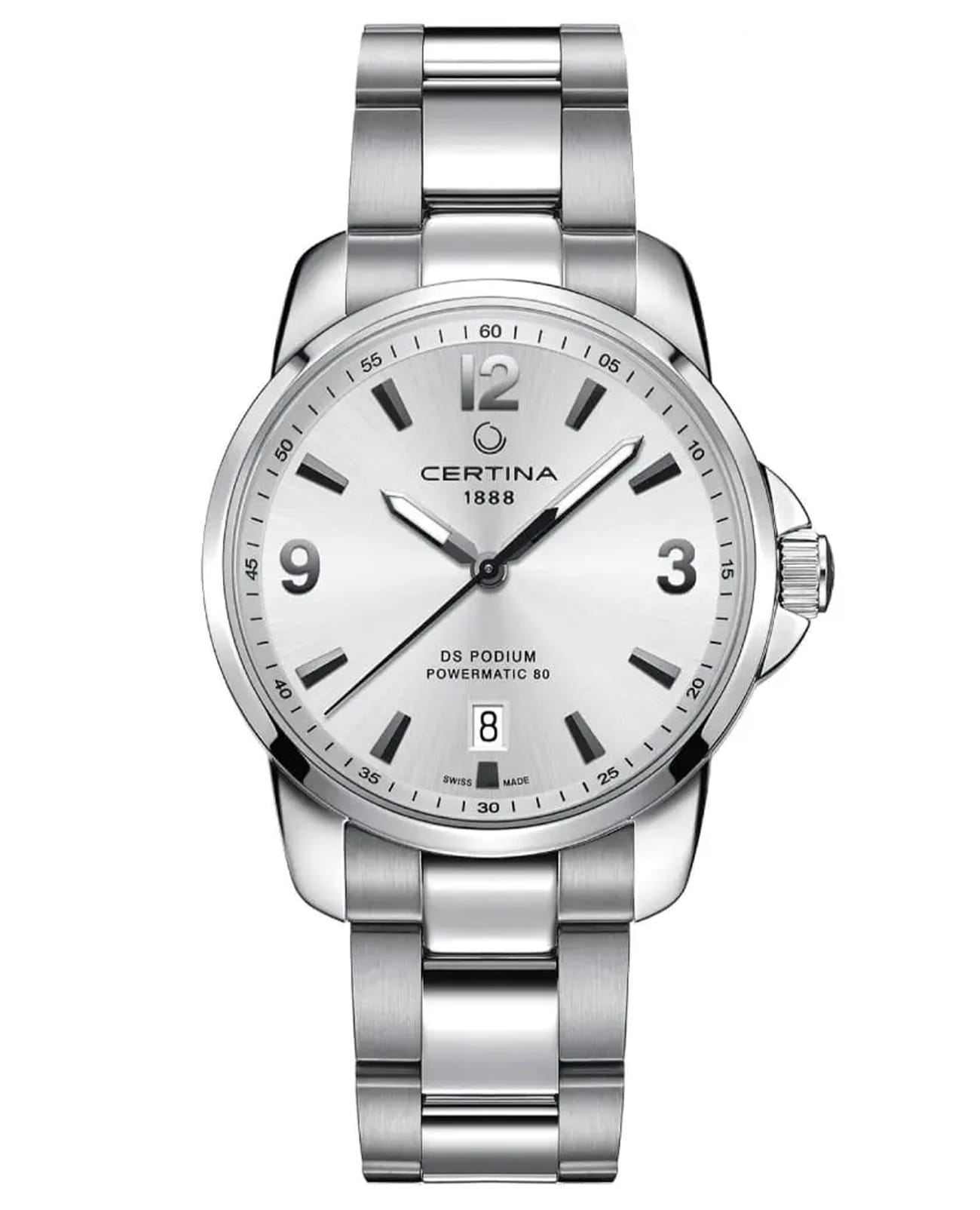 Certina Certina DS Podium C034.407.11.037.00  C0344071103700 механические мужские часы серебристый циферблат, браслет нержавеющая сталь — вид спереди