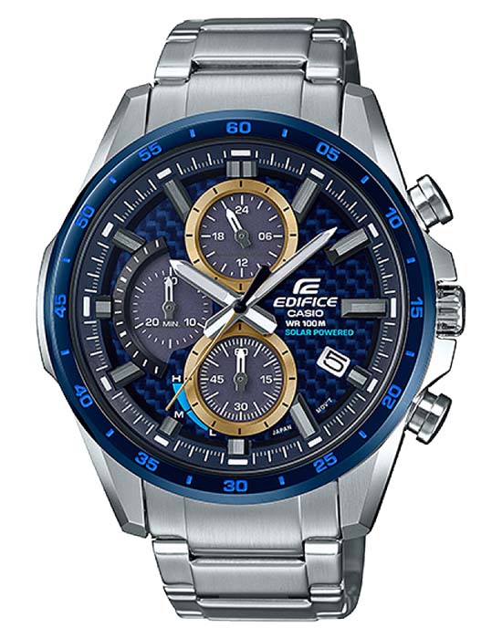 Casio Casio Edifice EQS-900BCD-2A EQS EQS-900BCD-2A кварцевые мужские часы синий циферблат, браслет нержавеющая сталь — вид спереди