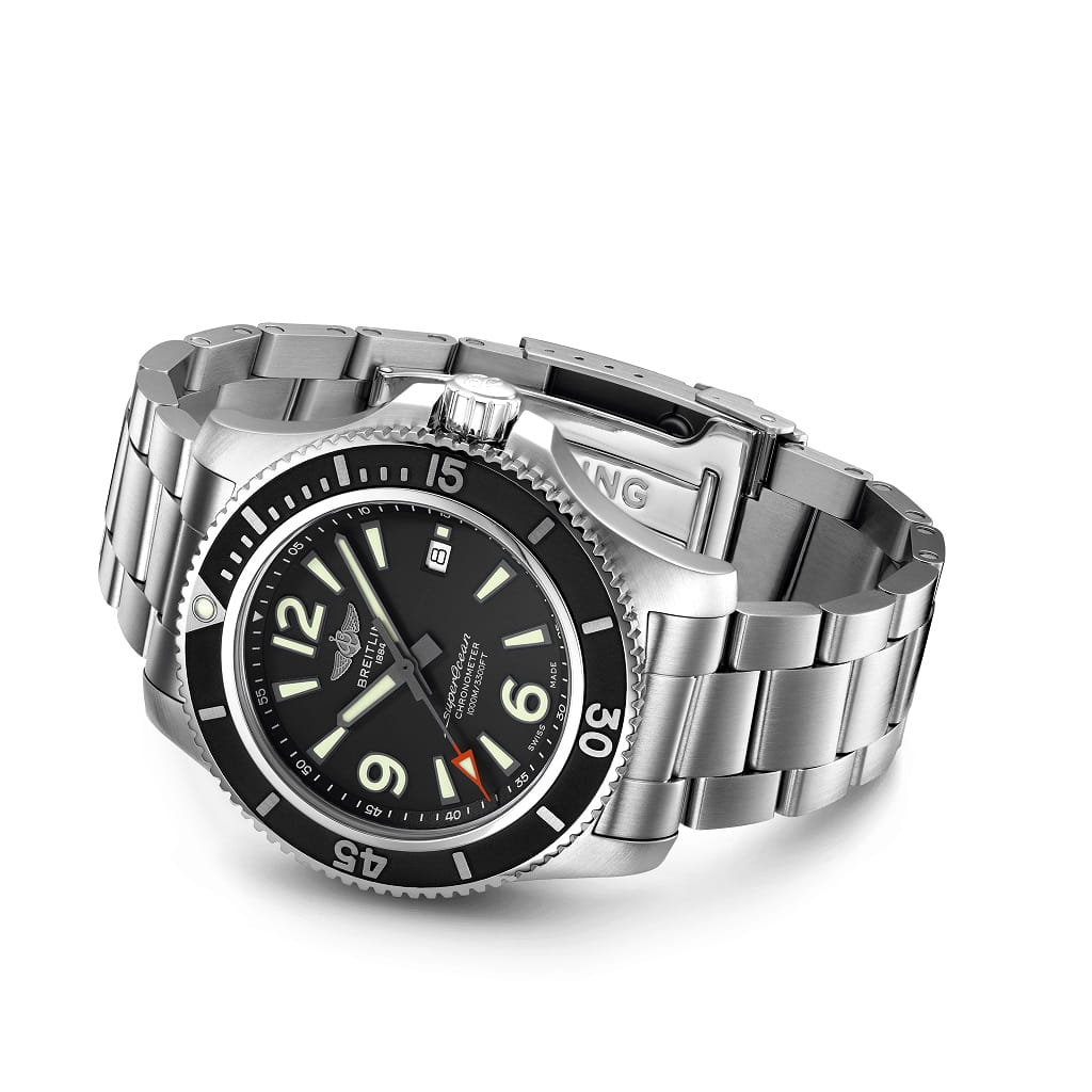 Breitling Breitling Superocean Automatic 44 A17367D71B1A1, superocean швейцария мужские часы на браслете нержавеющая сталь боковой вид