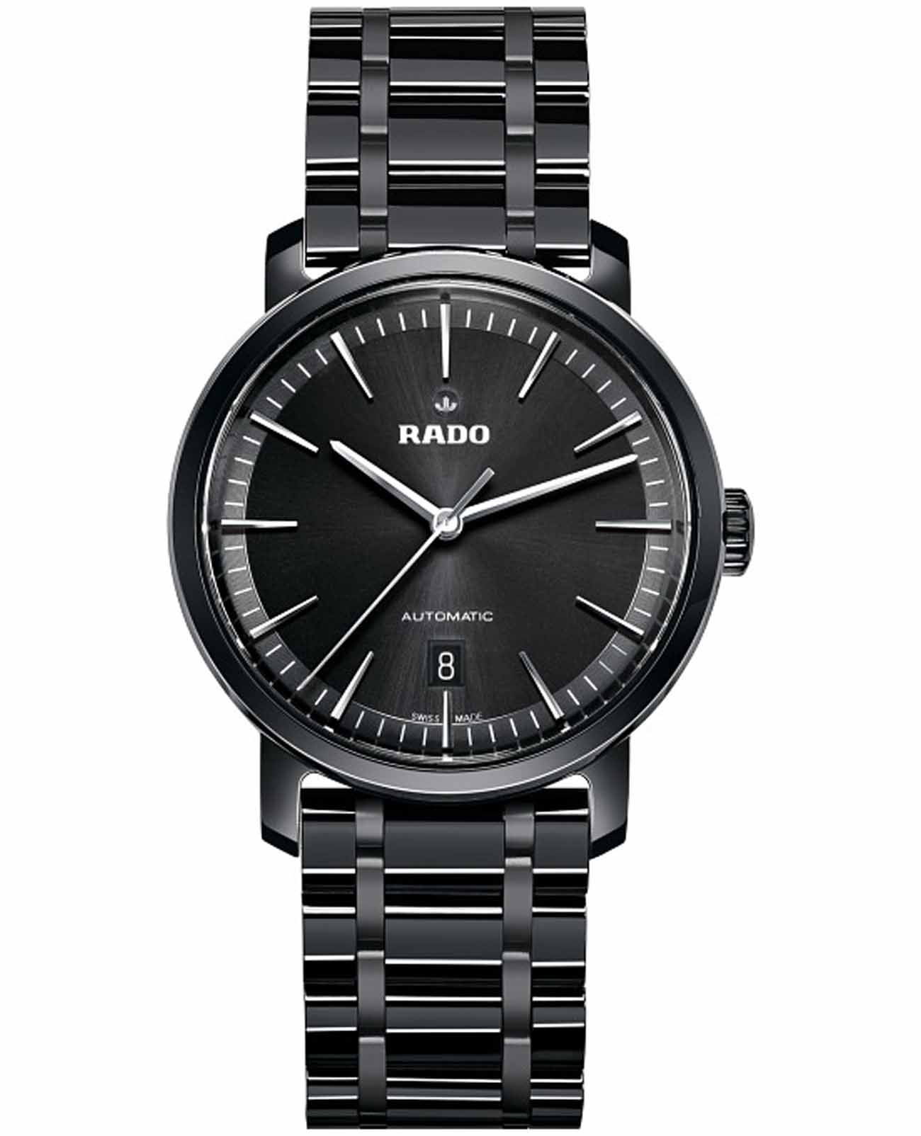 Rado Rado Diamaster R14073182 Automatic R14073182 механические мужские часы черный циферблат, браслет плазменная керамика — вид спереди