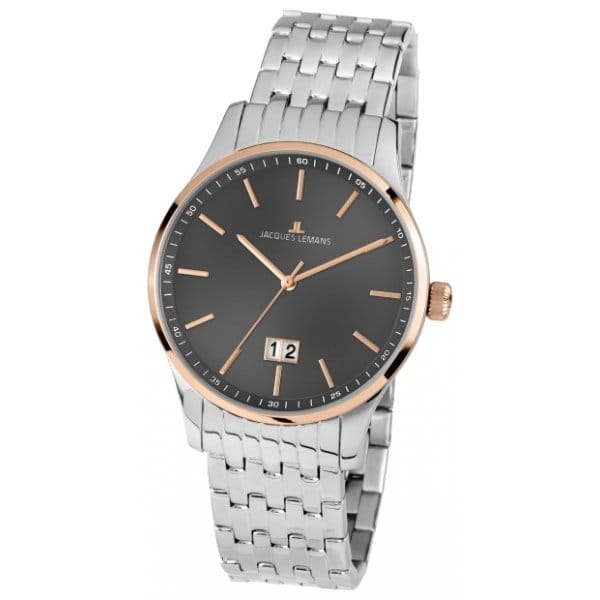 Jacques Lemans Jacques Lemans 1-1862K  1-1862K кварцевые мужские часы синий циферблат, браслет нержавеющая сталь — вид спереди