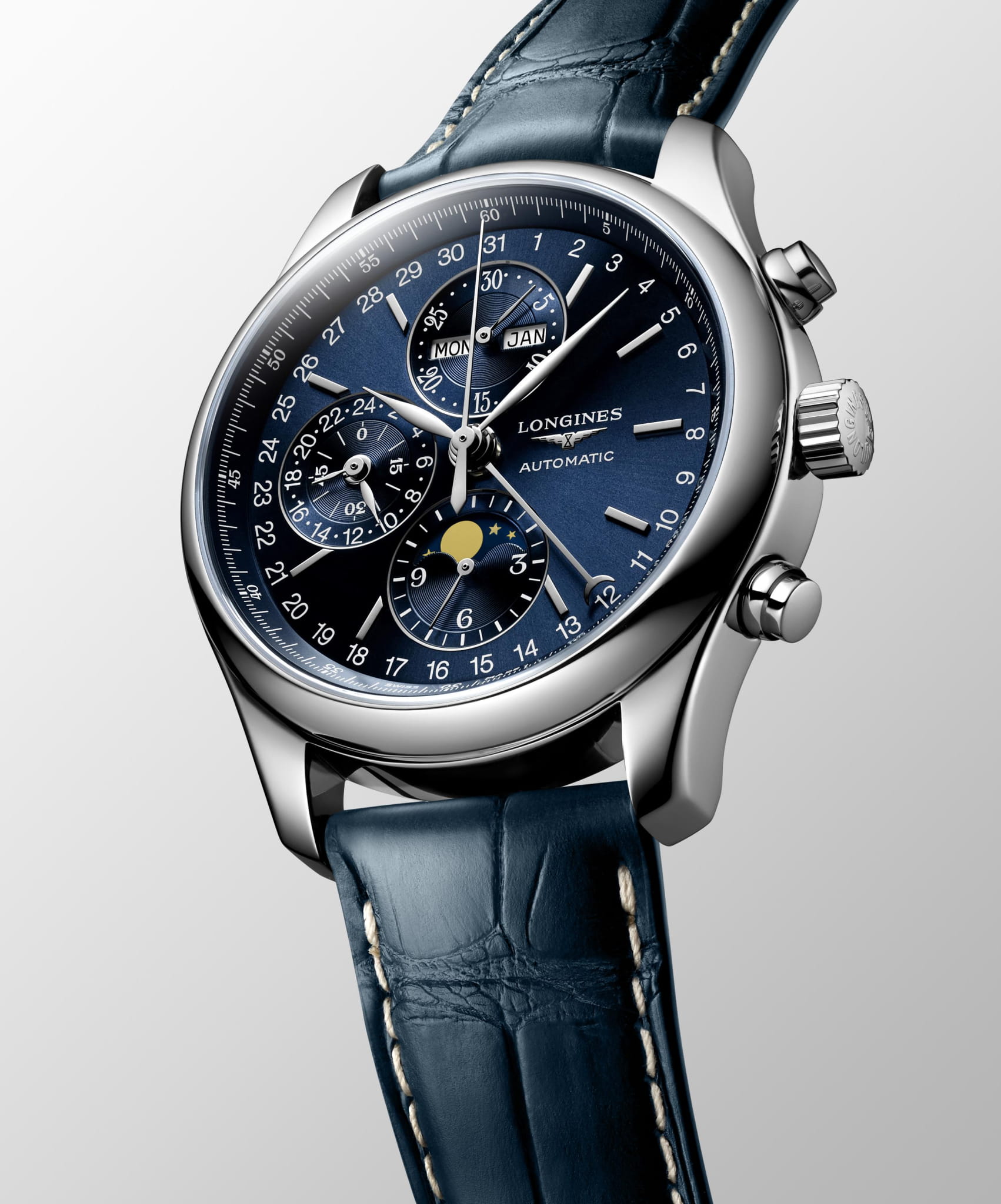 Longines Longines Master Collection L2.773.4.92.0 механические мужские часы часы крупный план синий циферблата