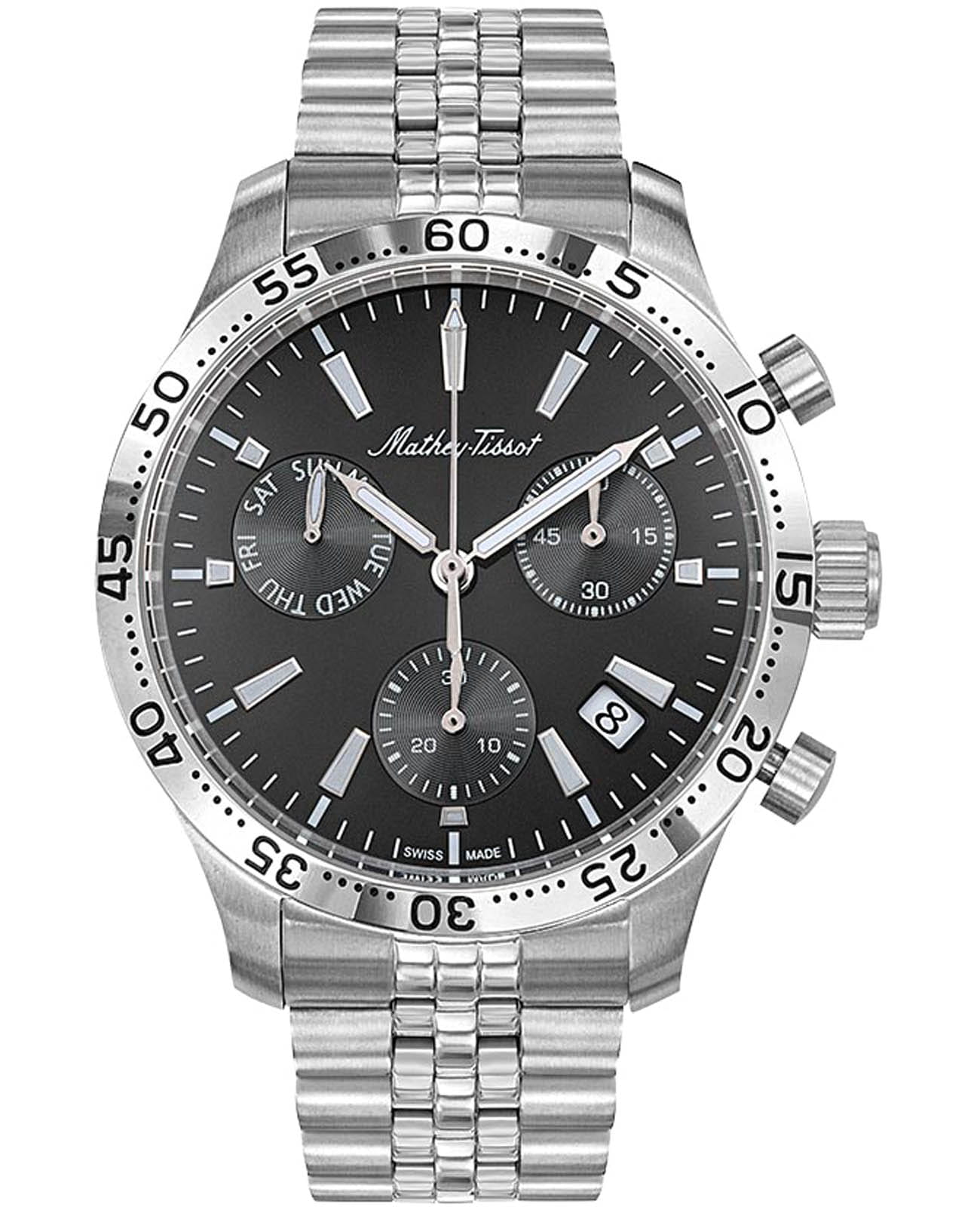 Mathey-Tissot Mathey-Tissot Type 22 H1822CHAN  H1822CHAN кварцевые мужские часы черный циферблат, браслет нержавеющая сталь — вид спереди