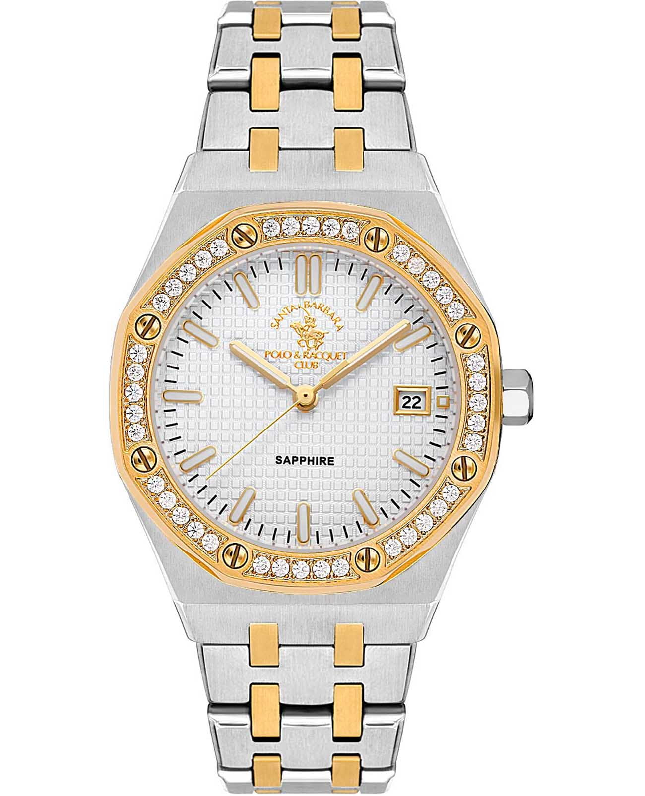 Santa Barbara Polo & Racquet Club Santa Barbara Polo & Racquet Club Luxury SB.1.10554-3  SB.1.10554-3 кварцевые женские часы серебристый циферблат, браслет нержавеющая сталь с ip-покрытием — вид спереди