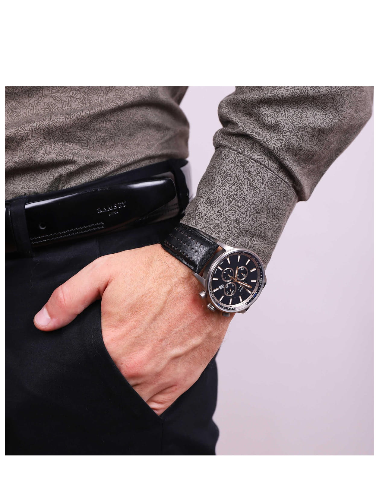 Adriatica Adriatica Aviation A8281.42G4CH,  швейцария мужские часы на браслете кожаный боковой вид