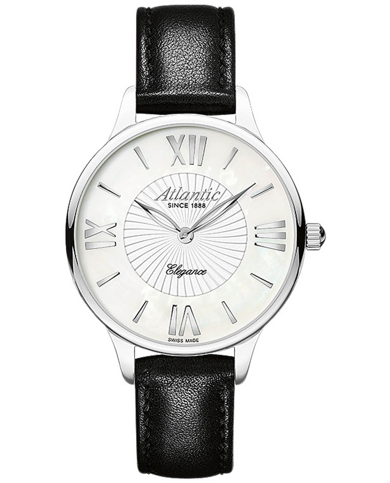 Atlantic Atlantic Elagance 29038.41.08L  29038.41.08L кварцевые женские часы перламутровый циферблат, браслет кожаный — вид спереди