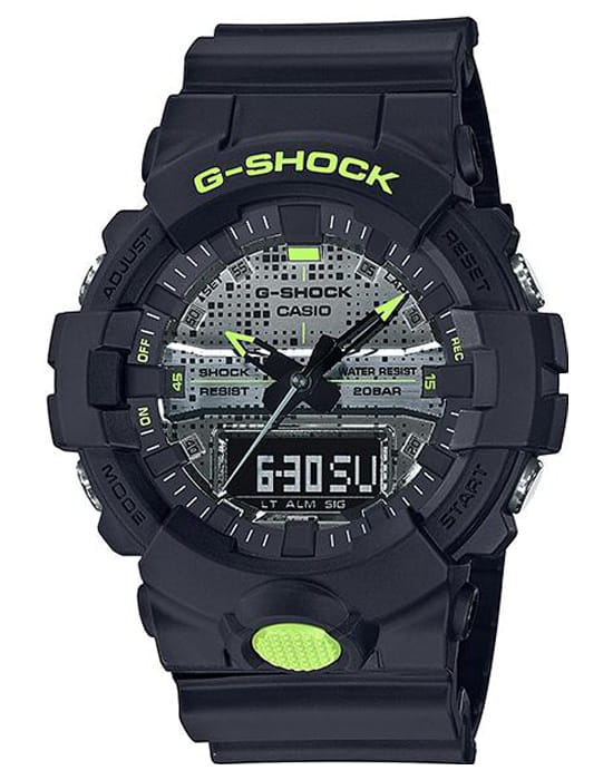 Casio Casio G-Shock GA-800DC-1A GA GA-800DC-1A электронные мужские часы черный циферблат, браслет пластик — вид спереди