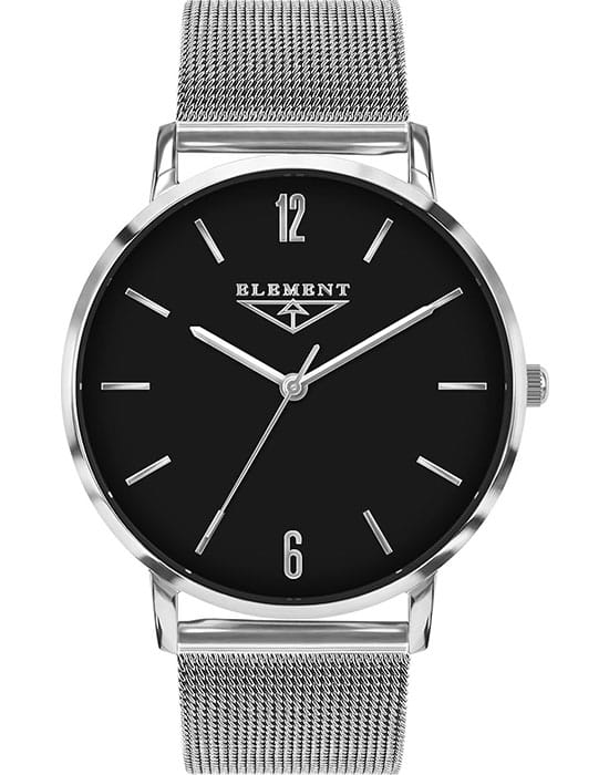 33 Element 33 Element 331804  331804 кварцевые мужские часы черный циферблат, браслет нержавеющая сталь — вид спереди