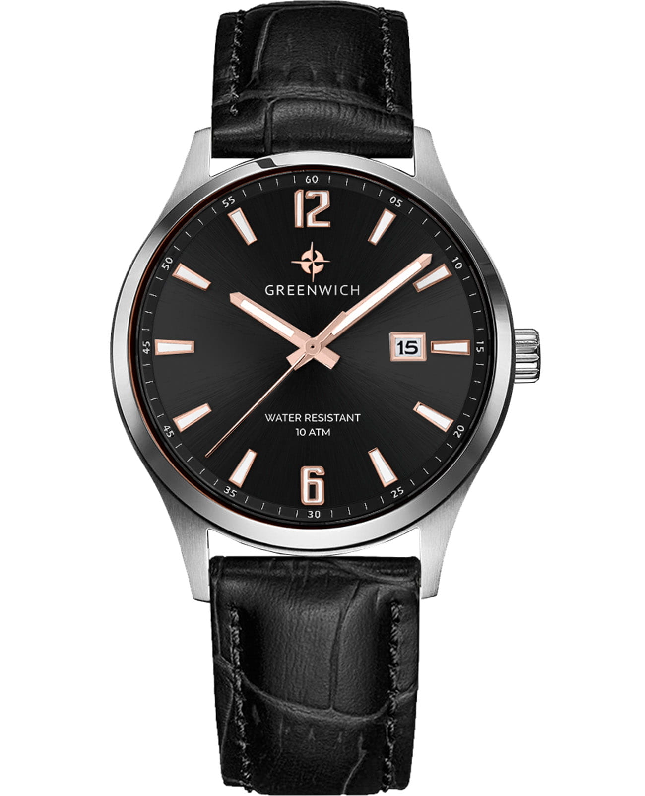 Greenwich Greenwich Octopus GW 051.11.30  GW 051.11.30 кварцевые мужские часы черный циферблат, браслет кожаный — вид спереди